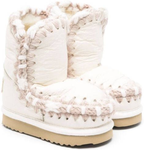 Mou Kids Eskimo leather snow boots White