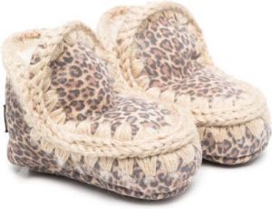 Mou Kids Eskimo leopard-print booties Neutrals