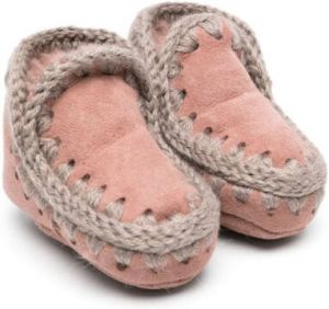 Mou Kids Eskimo logo-patch suede boots Pink