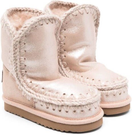 Mou Kids Eskimo metallic shearling-lined boots Pink