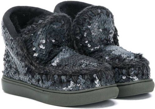 Mou Kids Eskimo sequinned snow boots Black