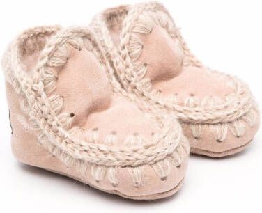 Mou Kids knitted border boots Pink