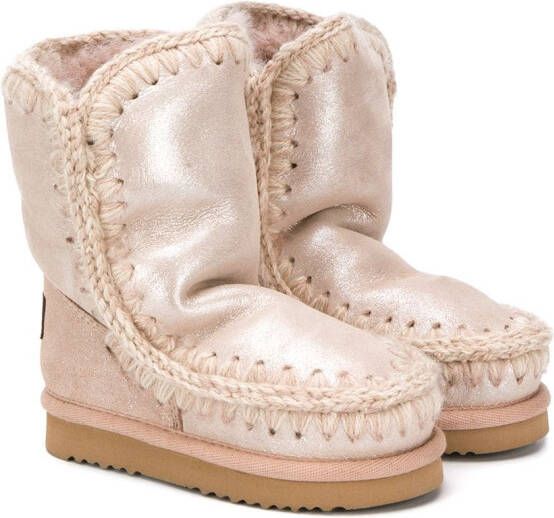 Mou Kids metallic sheen eskimo boots Pink