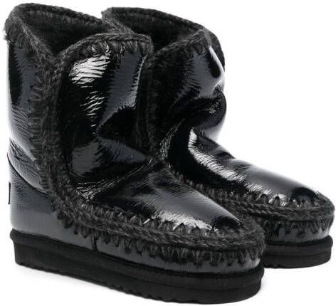 Mou Kids shearling-lined leather boots Black