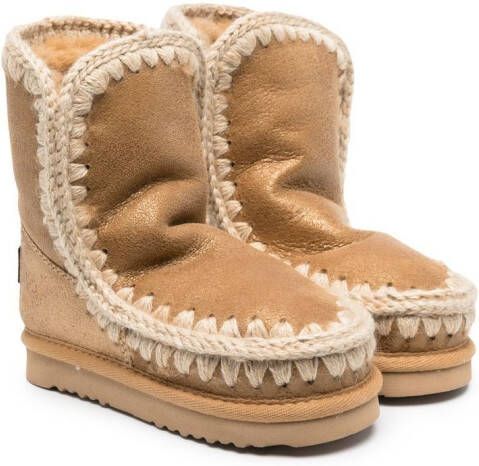 Mou Kids shearling-lined leather boots Brown