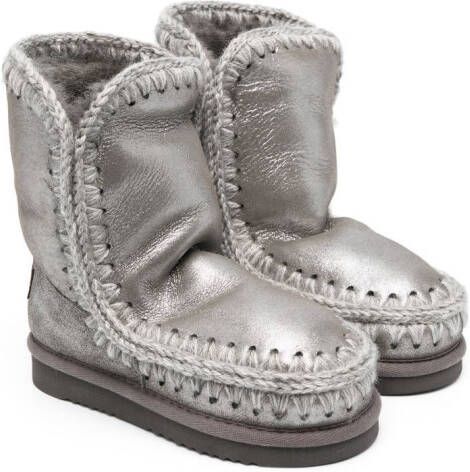 Mou Kids shearling-lined leather boots Grey