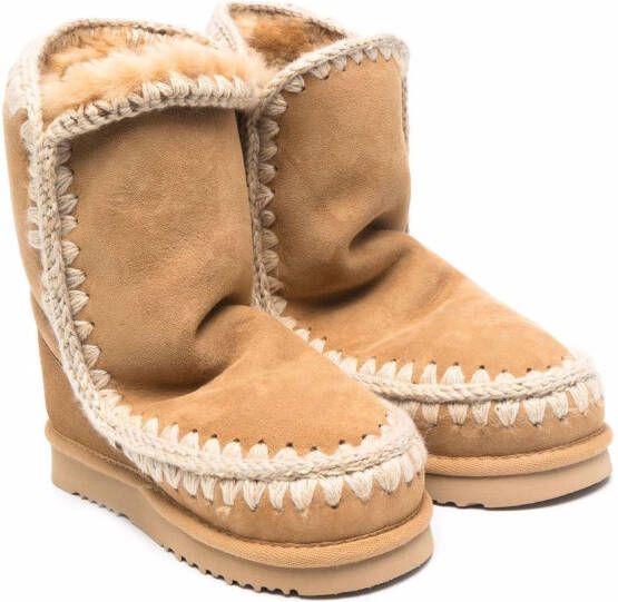 Mou Kids shearling lining boots Brown