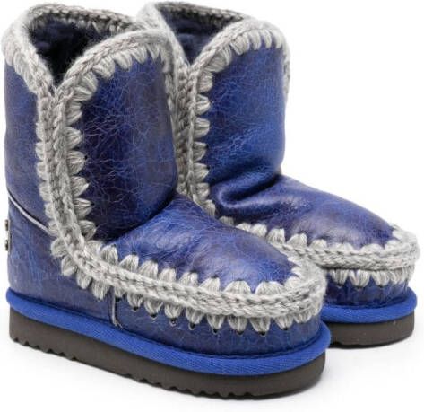 Mou Kids shearling-trim ankle boots Blue