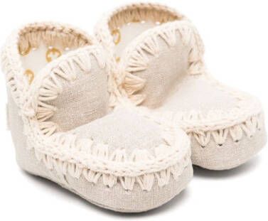 Mou Kids Summer Eskimo crochet-trim boots Neutrals