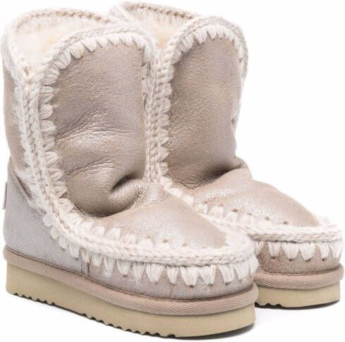 Mou Kids whipstitch-detail boots Neutrals