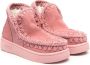 Mou Kids whipstitch-trim suede boots Pink - Thumbnail 1