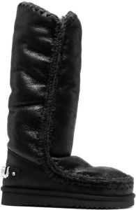 Mou leather logo-lettering boots Black