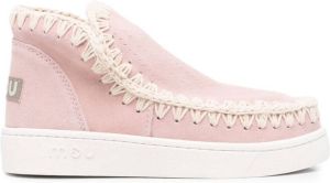 Mou logo-patch slip-on boots Pink