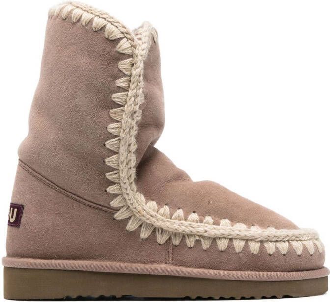 Mou logo-patch suede boots Neutrals