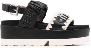 Mou logo-plaque platform sandals Black