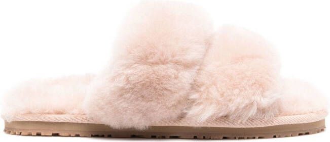 Mou open-toe shearling slides Pink