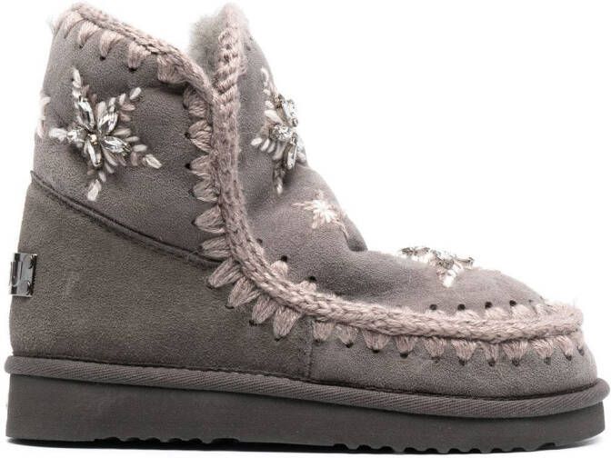 Mou star-embroidered moccasin boots Grey