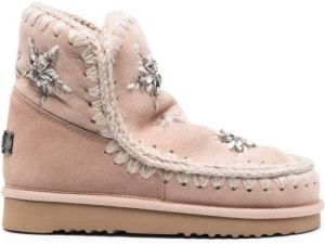 Mou star-embroidered moccasin boots Pink