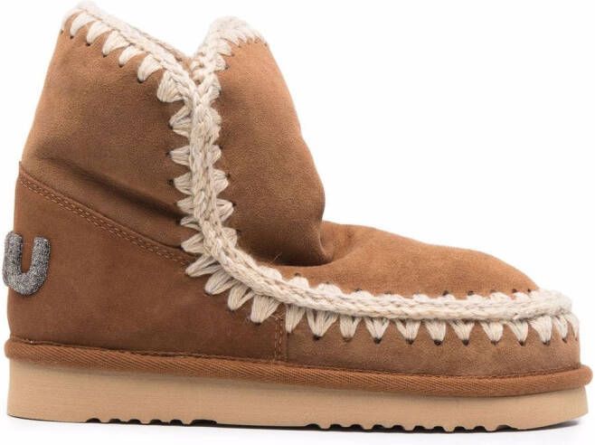 Mou whipstitch-detail boots Brown