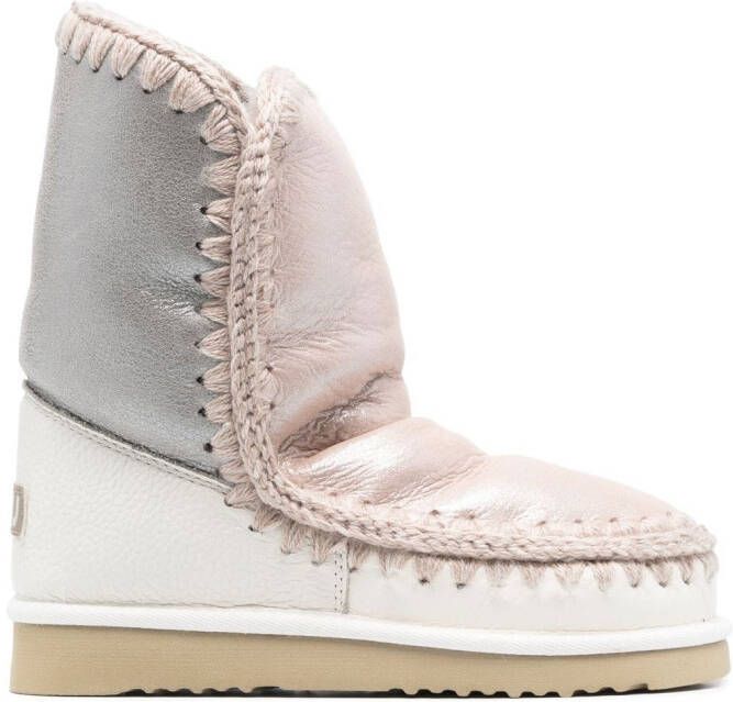 Mou whipstitch-trim detail boots Pink