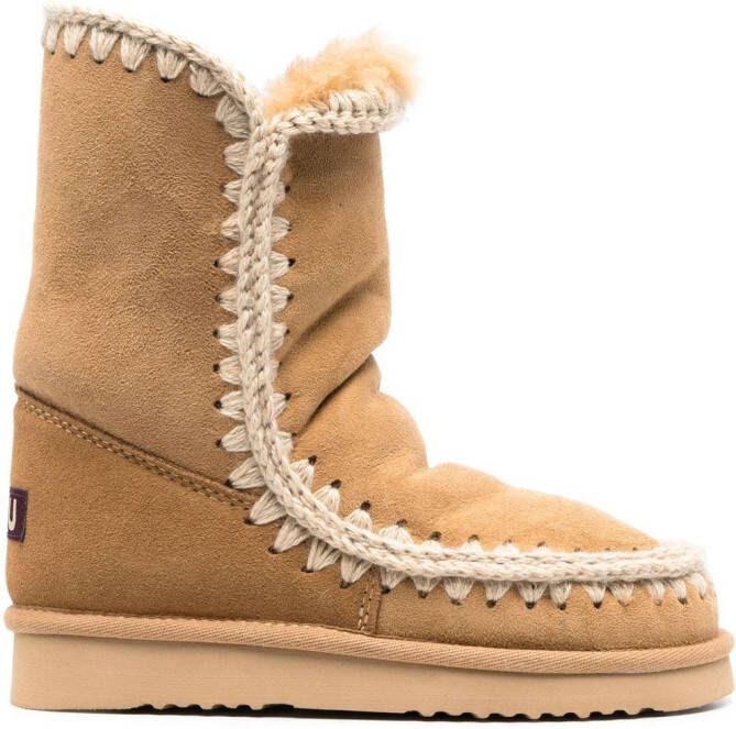 Mou whipstitch-trim shearling-lined boots Brown