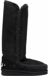 Mou whipstitched sheepskin boots Black