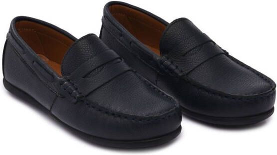 Moustache faux leather penny loafers Blue