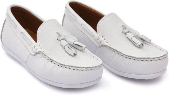 Moustache faux leather tassel loafers White