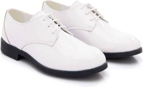 Moustache lace-up patent-finish loafers White