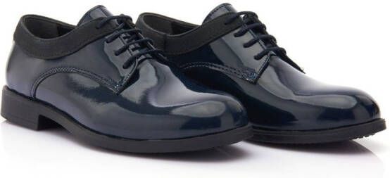 Moustache patent lace-up oxford shoes Blue