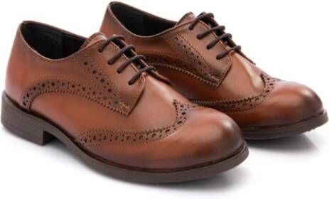 Moustache polished round-toe brogues Brown