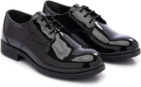 Moustache round-toe patent oxford shoes Black