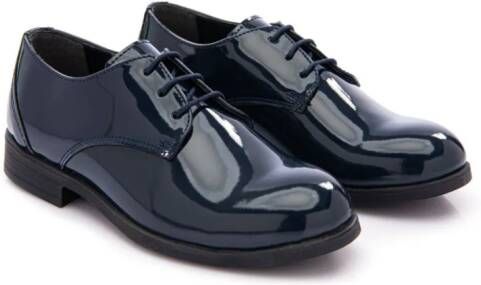 Moustache round-toe patent oxford shoes Blue