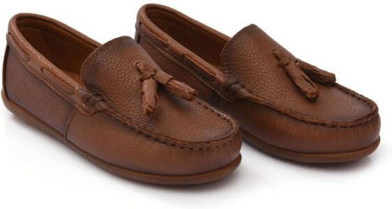 Moustache tassel-front faux leather loafers Brown