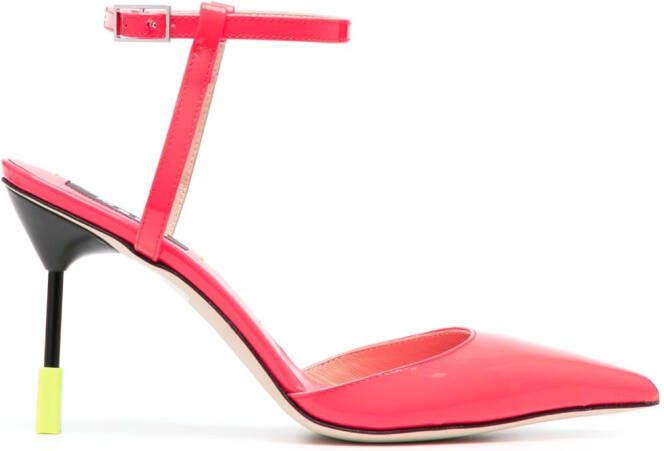 MSGM 100mm pointed-toe leather pumps Pink