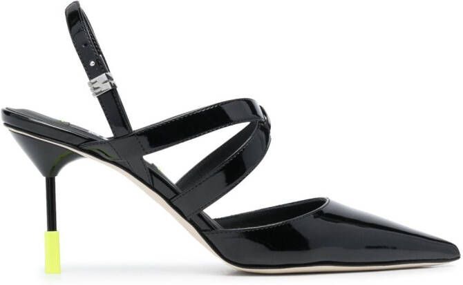 MSGM 95mm pointed leather pumps Black