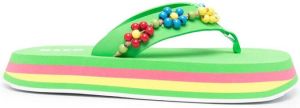 MSGM bead-embellished flip flops Green