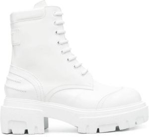 MSGM chunky-sole leather laced boots White