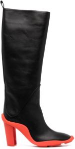 MSGM contrasting sole 85mm long boots Black