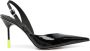 MSGM heel-appliqué 95mm leather slingback pumps Black - Thumbnail 1
