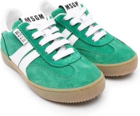 MSGM Kids lace-up suede sneakers Green