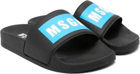 MSGM Kids logo-appliqué slides Black