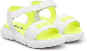 MSGM Kids logo leather touch-strap sandals Yellow