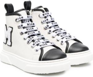 MSGM Kids logo-patch high-top sneakers White