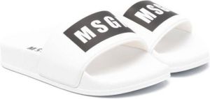 MSGM Kids logo-print detail pool slides White