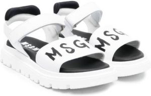 MSGM Kids logo-print detail sandals White