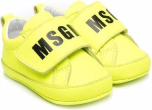 MSGM Kids logo-print eco-leather trainers Yellow
