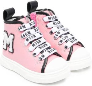 MSGM Kids logo-print high-top sneakers Pink
