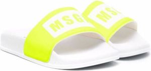 MSGM Kids logo-print open-toe slides White