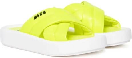 MSGM Kids logo-print sandals Yellow